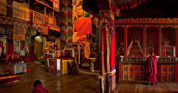 Monks praying in Tawang Monastery 2