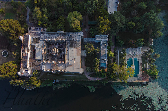 Udai Bilas Palace aerial view 3
