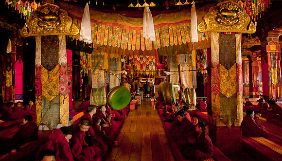 Monks praying in Tawang Monastery 3
